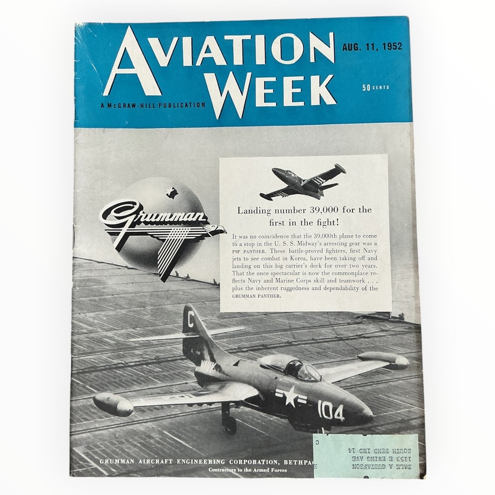 Aviation Week August 11 1952 Grumman Panther Douglas DC 8 Jet Transport